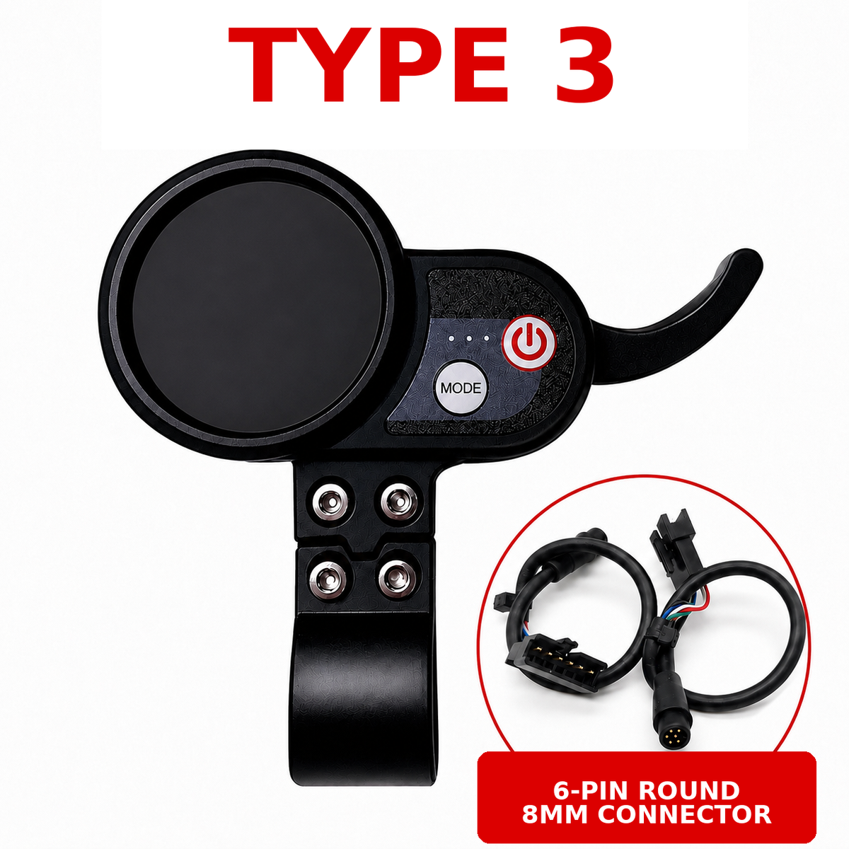 Dragon GTR, GT, GTS & Cyclone 48V Display – 6-Pin Connector Options
