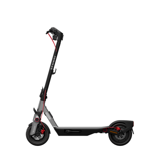 Side profile of the Segway Ninebot F3 Pro showing the frame, deck and wheels