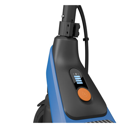 LED battery indicator and orange mode button on the Segway Ninebot C2 Lite scooter.