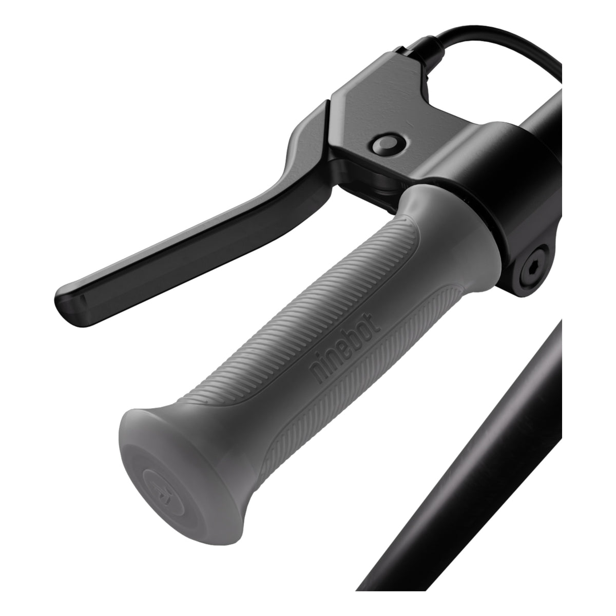 Close-up of the Segway Ninebot C2 Lite handlebar grip and mechanical handbrake lever.