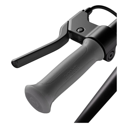 Close-up of the Segway Ninebot C2 Lite handlebar grip and mechanical handbrake lever.
