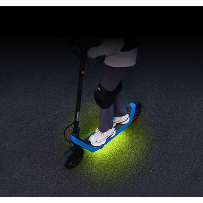 Segway Ninebot C2 Lite under-deck RGB lighting illuminating the ground beneath the scooter.