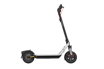 Side profile of the Segway Ninebot E3 Pro with its deck and 10-inch wheels