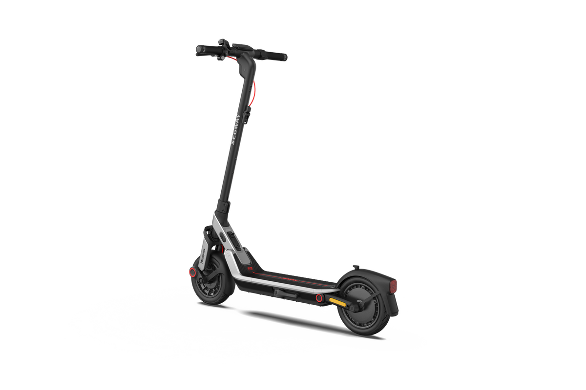 Segway E3 Pro rear angle showing the rear wheel, deck and mudguard