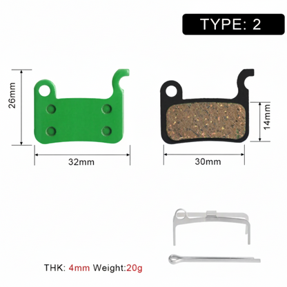 Brake Pads - Rectangle Hook 32mm x 26mm Type 2 mm