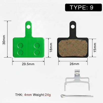 Type 9 rectangular brake pad dimensions: 29.5 mm wide and 30 mm high.