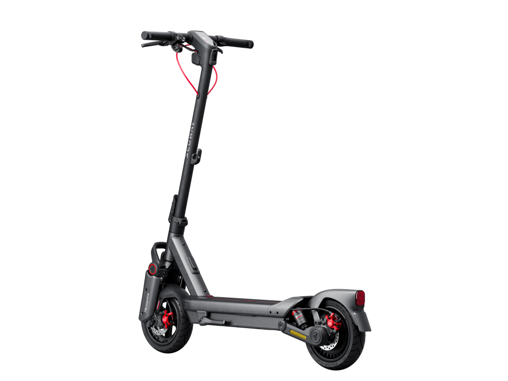 Segway Ninebot MAX G3 rear view showing the deck, rear wheel and suspension