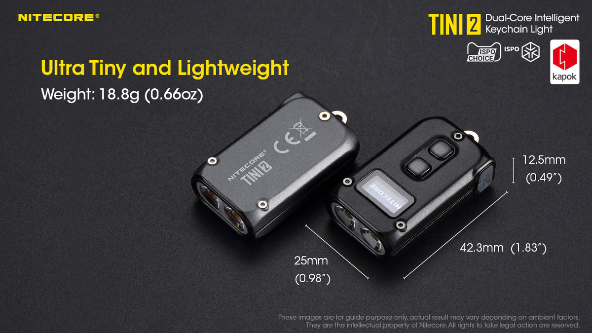 Nitecore TINI 2 dimensions.