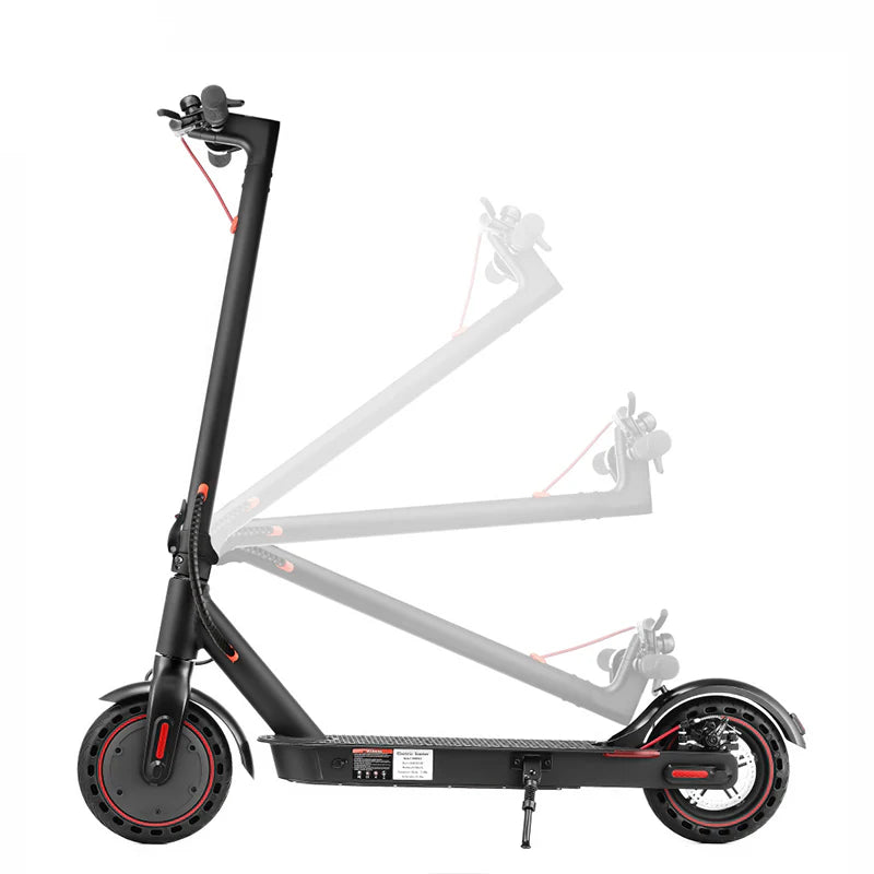 Redback Model S electric scooter showing the stages of folding its handlebar stem.