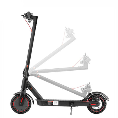 Redback Model S electric scooter showing the stages of folding its handlebar stem.