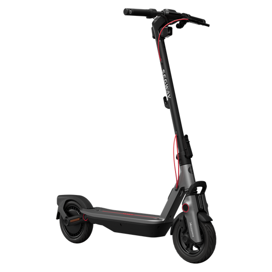 Segway Ninebot F3 electric scooter, front three-quarter view on white