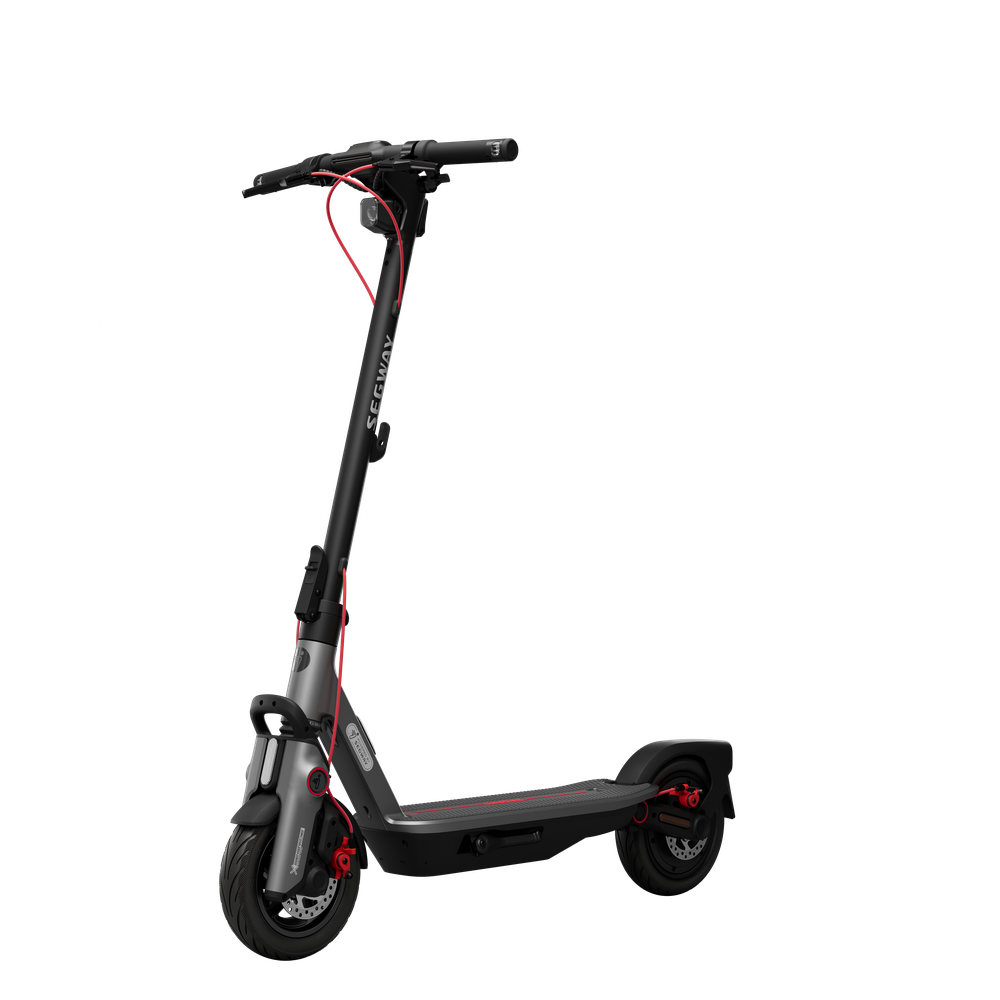 Front left angle of the Segway F3 Pro with front disc brake and suspension