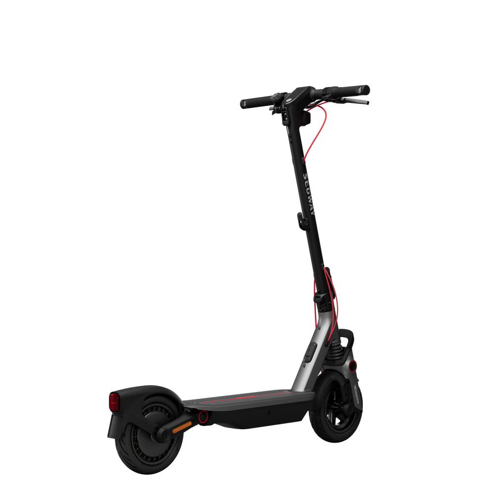 Rear three-quarter view of the Segway F3 Pro electric scooter