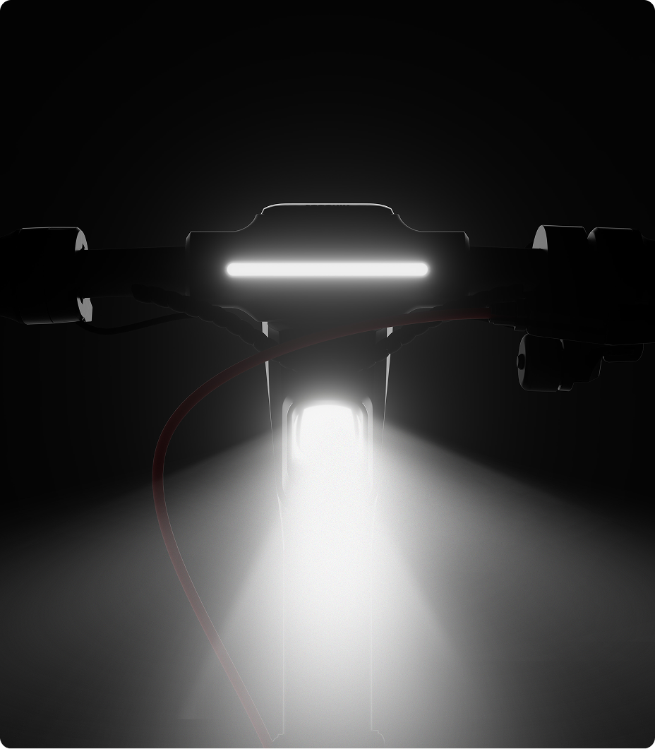 Segway F3 automatic headlight illuminating the road ahead