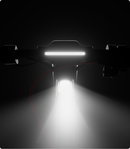 Segway F3 automatic headlight illuminating the road ahead
