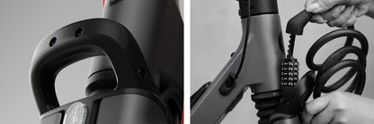 Segway F3 locking point shown with compatible locks, sold separately