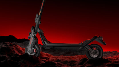 Segway Ninebot GT3 electric scooter — front and rear hydraulic suspension feature graphic