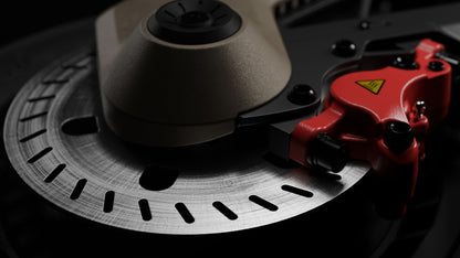 Segway Ninebot GT3 PRO electric scooter — hydraulic disc brake rotor and red caliper
