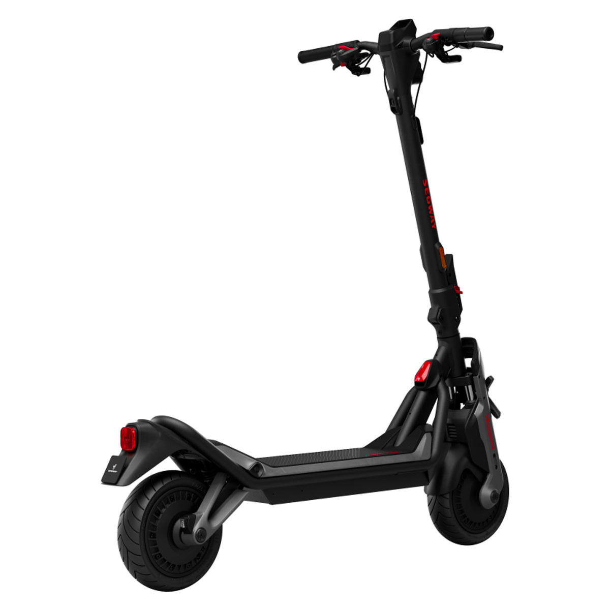 Segway Ninebot GT3 electric scooter — rear three-quarter view showing the deck and rear wheel