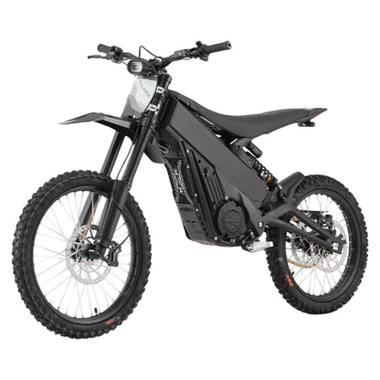 Talaria XXX PRO TL2500 electric dirt bike in black, showing its front wheel, headlight and compact frame.