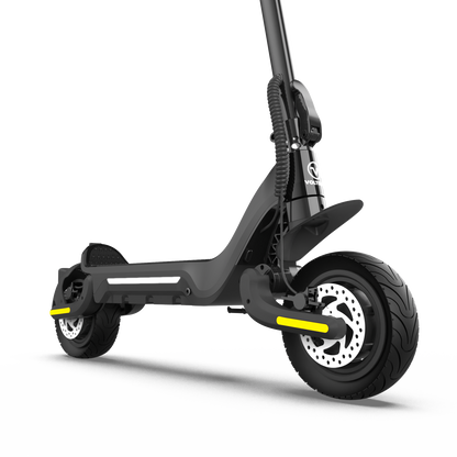 Voltrium Ion MAX Dual Motor electric scooter rear three-quarter view showing its deck and rear disc brake.