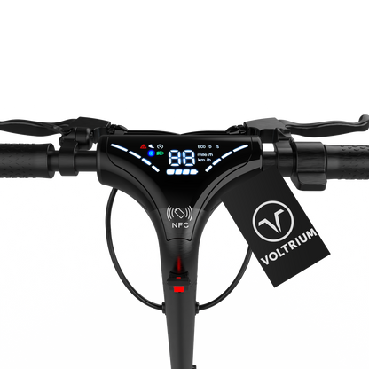 Voltrium Ion MAX handlebars, digital display and NFC key card.