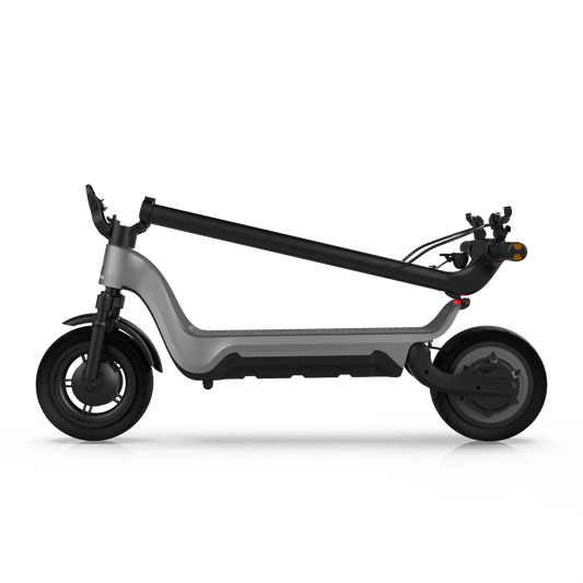 Voltrium Ion MAX electric scooter with its handlebar stem folded over the deck.