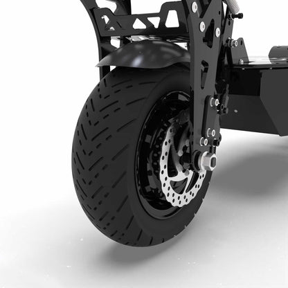 Voltrium Rogue Dual Motor MAX electric scooter front disc brake and wide front tyre.